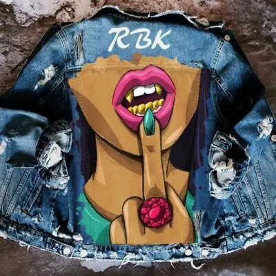 Buy Women's Fashion Hip Hop Graffiti Printed Ripped Jeans Denim Jacket Outwear SKGB • 36.49£