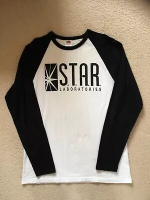 Buy The Flash Star Labs Laboratories Black And White Long Sleeved Tshirt Size Medium • 3.50£
