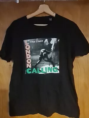 Buy The Clash London Calling T Shirt Med Used Worn Black Punk Tee S/sleeve Cotton • 9£