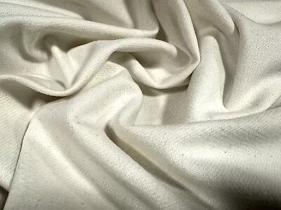 Buy Wool Mouflon Flannel Brushed Fabric, Per Metre - Plain - Winter White • 12.99£