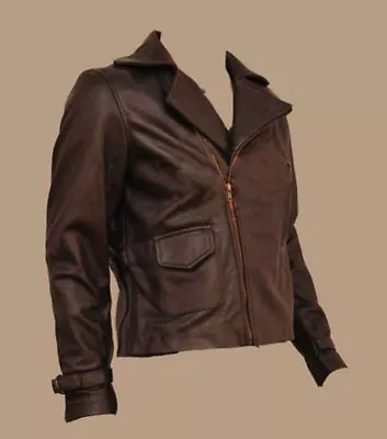 Buy Avenger Captain America CowHide Motorcycle Brown Bike Leather Jacket Chris Evans • 114.46£