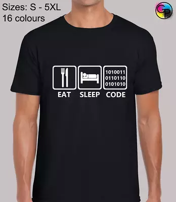 Buy Eat Sleep Code Joke Novelty Funny Regular Fit T-Shirt Top TShirt Tee For Men • 9.95£