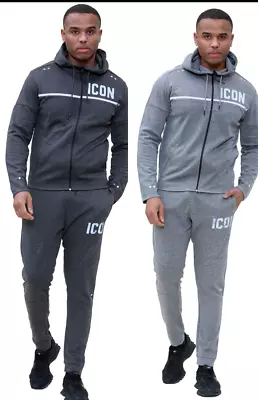 Buy ICON Mens Tracksuit Reflective Hoody Jumper Sweatshirts Sweatpant Joggers • 22.99£