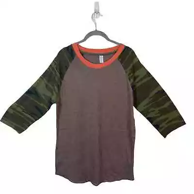 Buy Alternative Earth Camo Baseball RInger T-Shirt Women's  Size XL Gray Super Soft • 22.71£