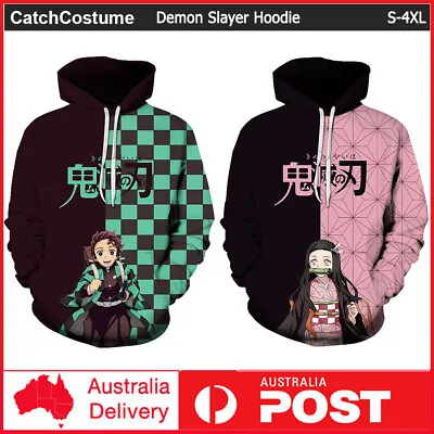 Buy Anime Demon Slayer Kimetsu No Yaiba Hoodie Jumper 3D Print Pullover Thin Coat • 21.69£