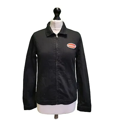 Buy Nn735 Women's Dickies Black Zip Up Long Sleeve Denim Jacket Uk S 8 EU 36 • 12.50£