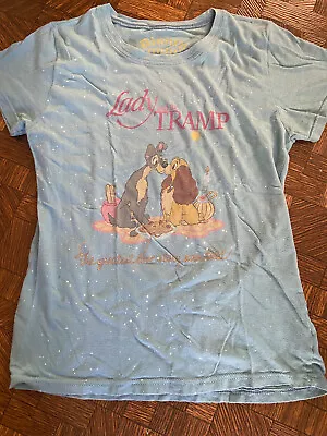 Buy Vintage Disney Couture Lady & The Tramp T-shirt Spaghetti Kiss Womens Size S • 28.81£