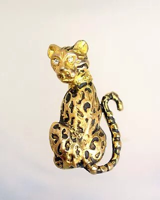 Buy Vintage Wild Cat Brooch Pin Tiger Cub Gold Enamel • 27.44£