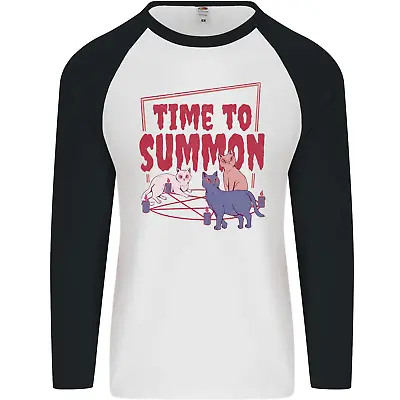 Buy Time To Summon Cats Let's Summon Demons Mens L/S Baseball T-Shirt • 9.99£