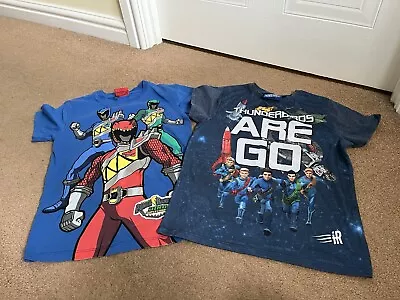 Buy 2x Boys T-shirts, 7-8 Years (Power Rangers & Thunderbirds) • 1.30£