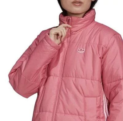 Buy *BNWT* Adidas M/UK12 Short Puffer Jacket  Women’s Pink/White Logo • 27.99£