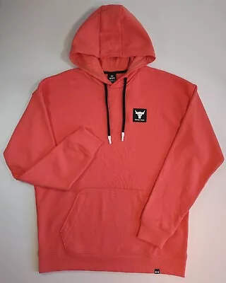 Buy Under Armour Project Rock Mens Heavyweight Terry Hoodie Size L Red Coral New NWT • 62.57£