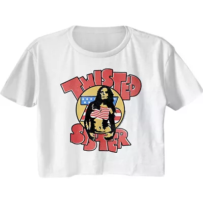 Buy Twisted Sister '76 Topless Girl Women's Crop T Shirt Stripes Flag Top Glam Rock  • 24.15£