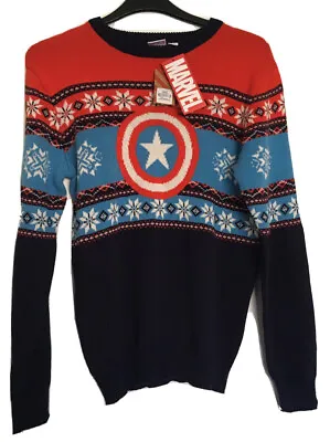 Buy Men's Primark Marvel's Captain America Christmas Xmas Jumper Bnwt M New Gift • 24.95£