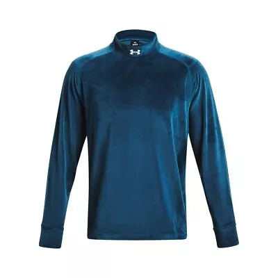 Buy Men's Under Armour UA Journey Fleece Mock Neck Long Sleeve Top In Blue • 24.99£
