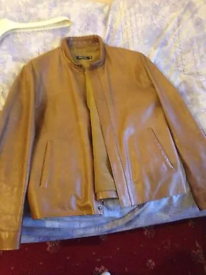 Buy Mens Tan Genuine Leather Micco Jacket Medium In Great Condition Hardly Worn! • 69£