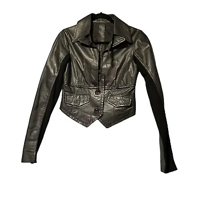 Buy Twin Set Simona Barbieri Leather Jacket Blazer Size Small Italy Biker Rock Black • 68.27£