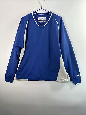 Buy Champion Men Windbreaker Jacket Size Large Blue Nylon Short Pullover Regular Fit • 14.99£