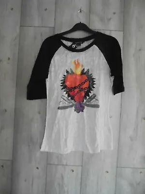 Buy Atticus Sizes XS, S, M, L, Sacred Hearts T Shirt White With Black Sleeves • 5.50£