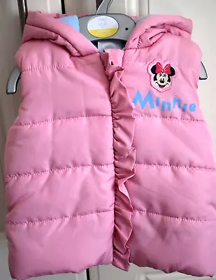 Buy Disney Baby Pink MINNIE MOUSE Zip-Up Hooded Sleeveless JACKET Size 12-18 Months • 6.99£