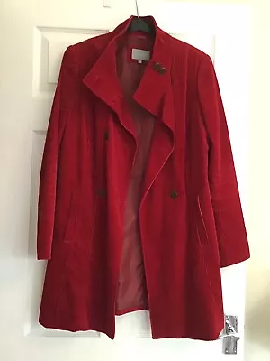 Buy Long Length Red Corduroy Ladies Stylish Lined M&S Per Una Jacket Size 12 • 13.50£