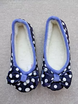 Buy TU Blue & White Polka Dot  Ballerina Slippers Size 6 BNWOT • 8.99£
