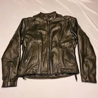 Buy Rocky's Great Outdoors Leather Coat Motorcycle Womens Medium Black Heavy 18x22.5 • 71.49£