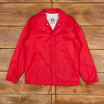 Buy Vintage Weather Breaker Coach Jacket S 80s Raglan USA Made Red Snap • 29.99£
