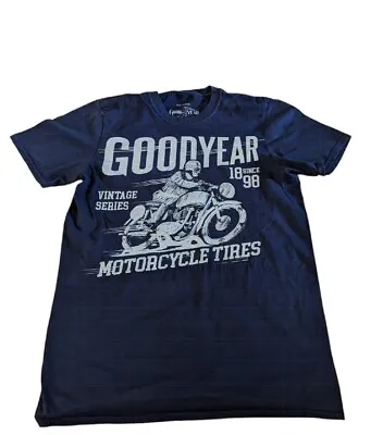 Buy Good Year USA T-shirt Mens Medium Navy Blue Motorcycle Tires 100 % Cotton • 8.50£