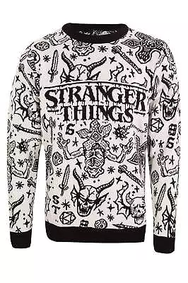 Buy Stranger Things Christmas Jumper Hellfire Club Collage Unisex Ugly Sweater • 28.95£