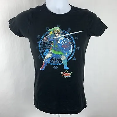 Buy Legend Of Zelda Mens Medium T Shirt Graphic Tee Link Triforce Black Cotton • 13.29£