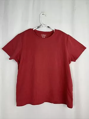 Buy LL Bean Top Womens XL Pink Jewel Neck Tee Cap Sleeve 100% Heavy Cotton T-shirt • 9.65£