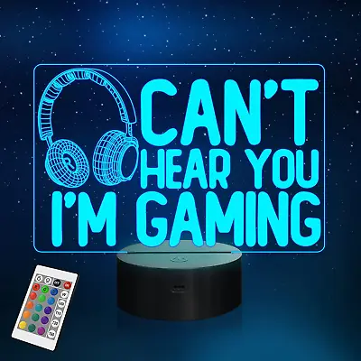 Buy Can'T Hear You I'M Gaming Night Light, Headset Graphic Video Games Gamer Gift Fu • 28.78£