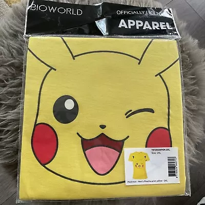 Buy Pokemon Pikachu Face T-shirt Official Winking Happy Yellow Adult Unisex New2xl • 12£